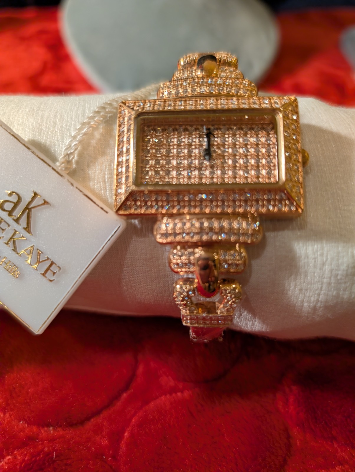 AK Adee Kaye Women AK19-LRG/C Rose Gold Plated Pave Bracelet (new needs battery)