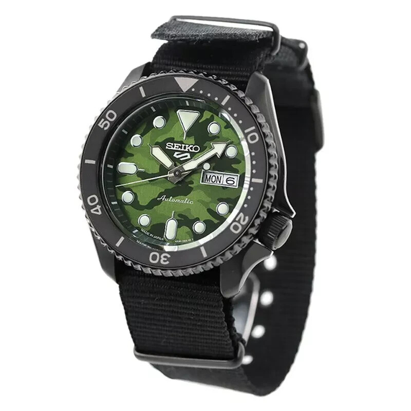 Seiko 5 Sport SBSA173 Camouflage Green Dial Automatic Mechanical Men Watch New