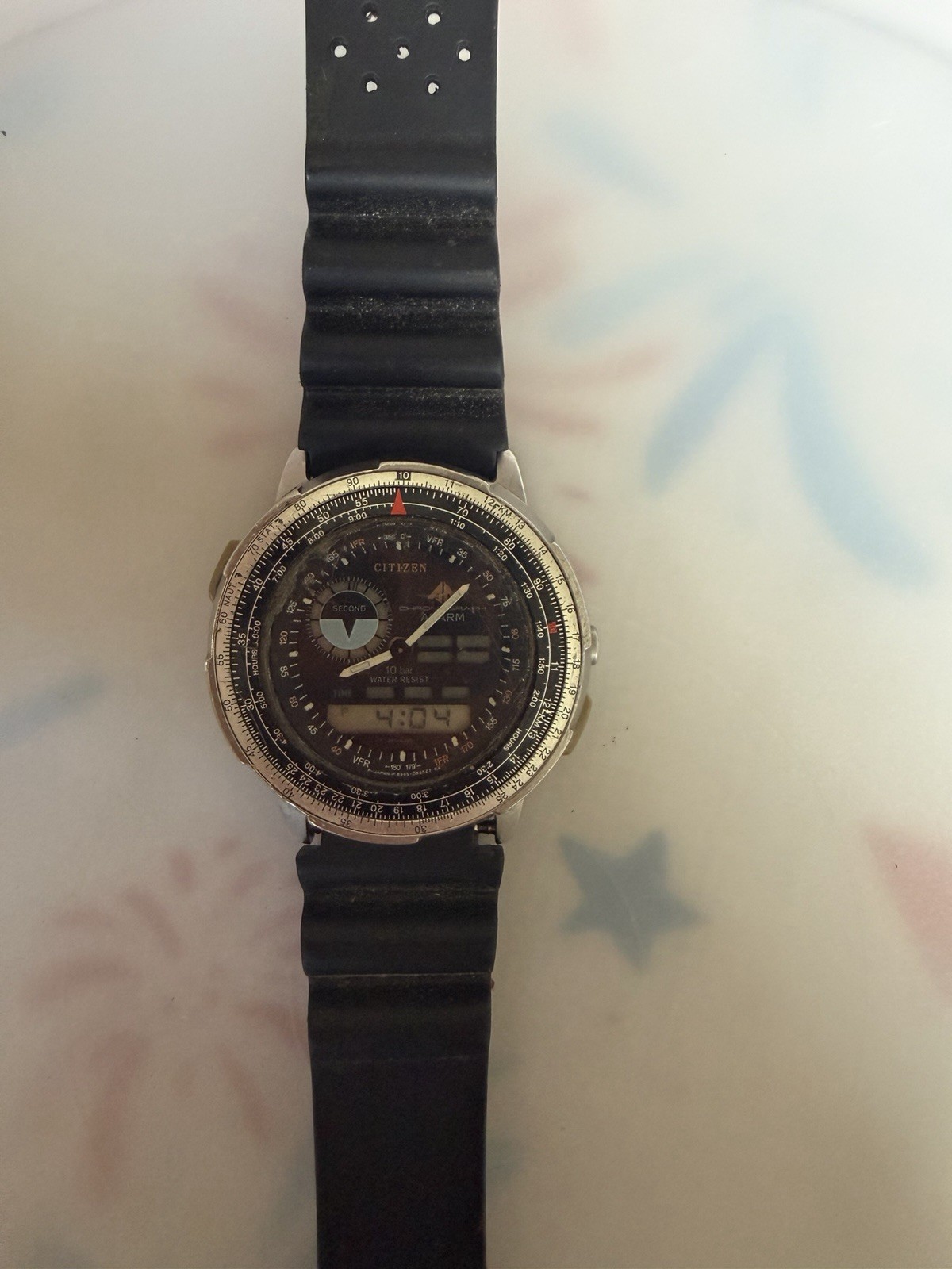 Rare 1989 Citizen Promaster Wingman 8945-087836 Ana-Digi Watch For Parts/Repair