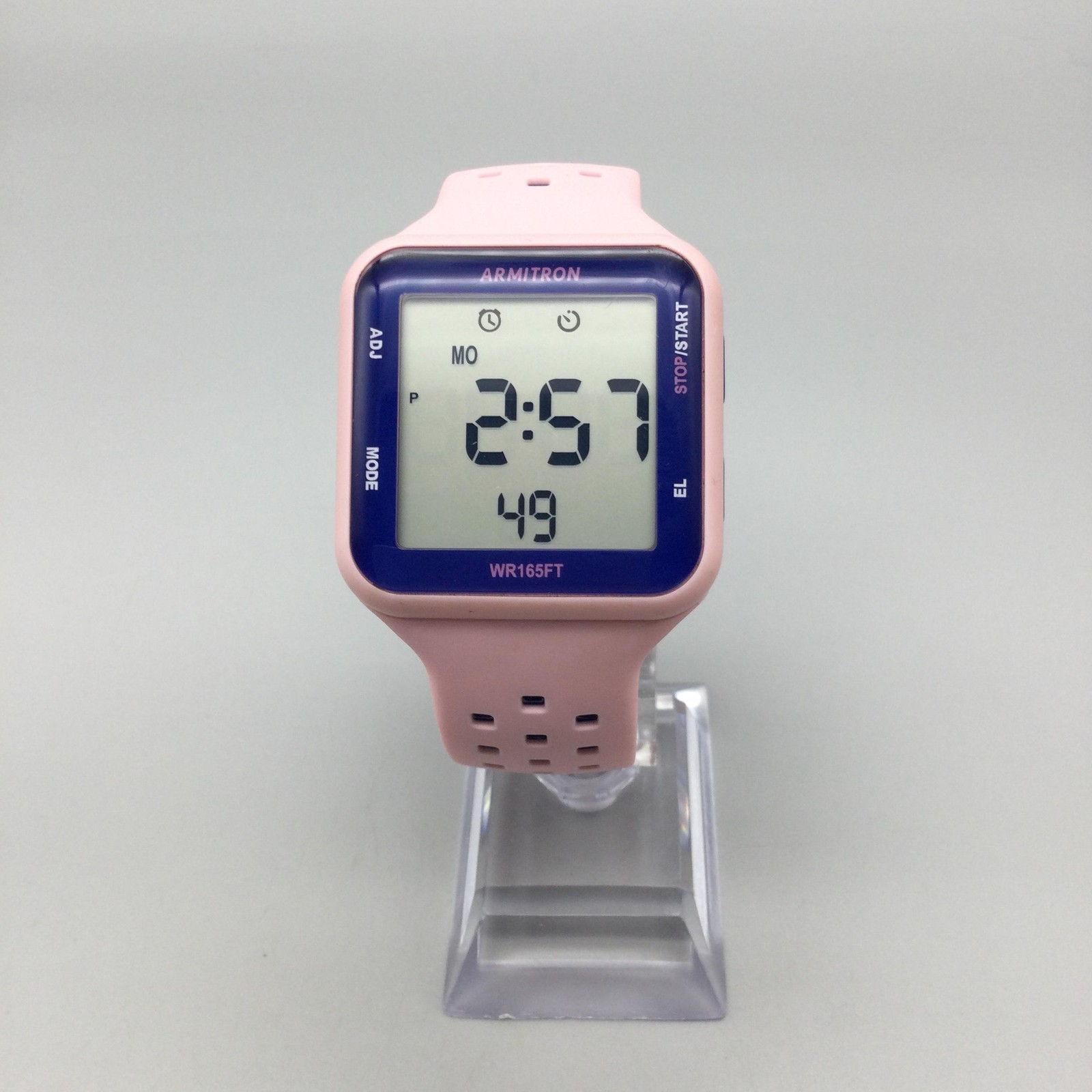 Armitron Pro Sport Womens Watch 38mm Pink Blue Digital Alarm Backlight