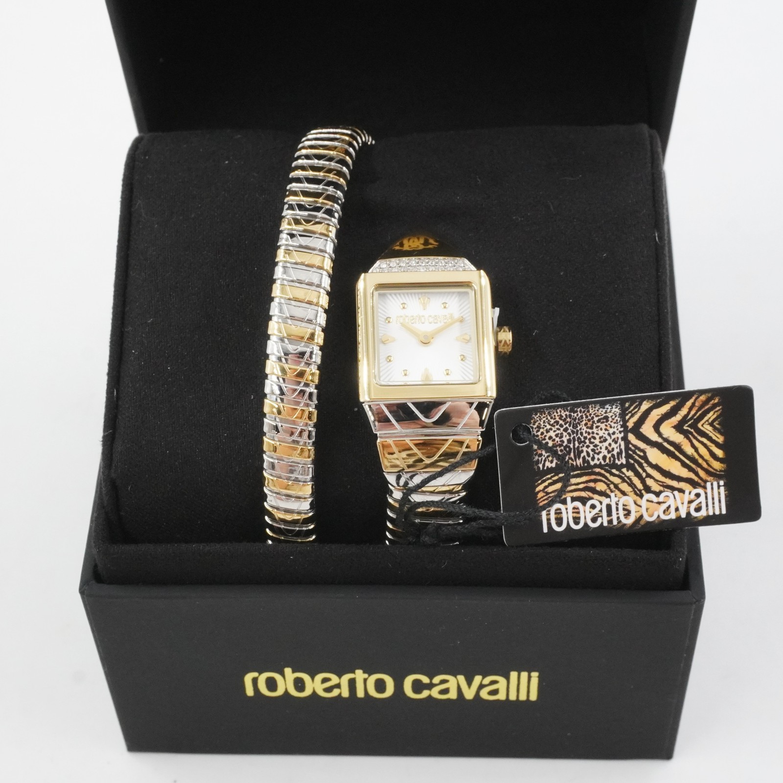 Roberto Cavalli Snake Core Silver & Gold-Tone Ladies Quartz Wrap Watch (RC5L076)