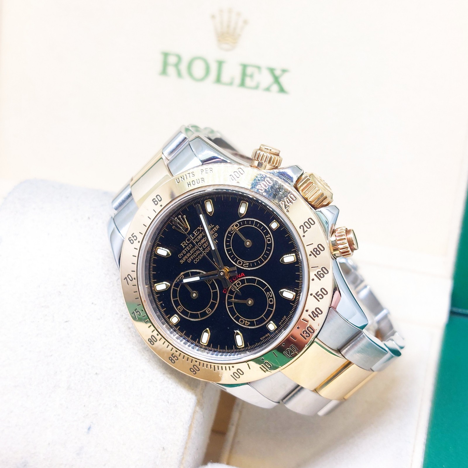 Rolex 40mm 18K Half Yellow Gold Black Batons Daytona REF: 116523 (M Series)
