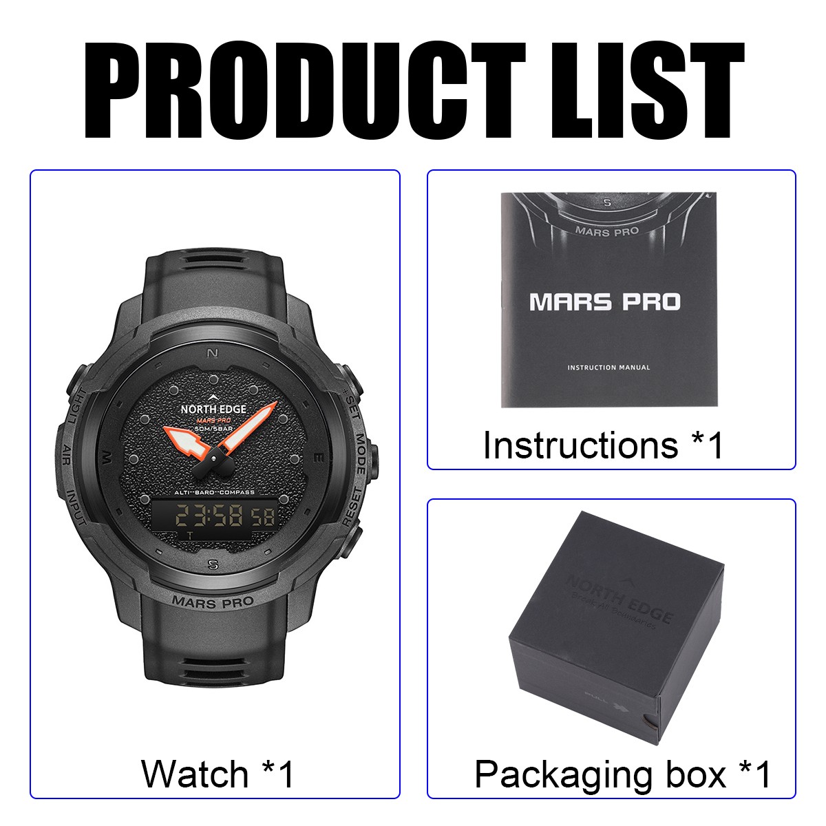 North Edge Men Military Sports Thermometer Barometer Electronic Smart Watch 2025