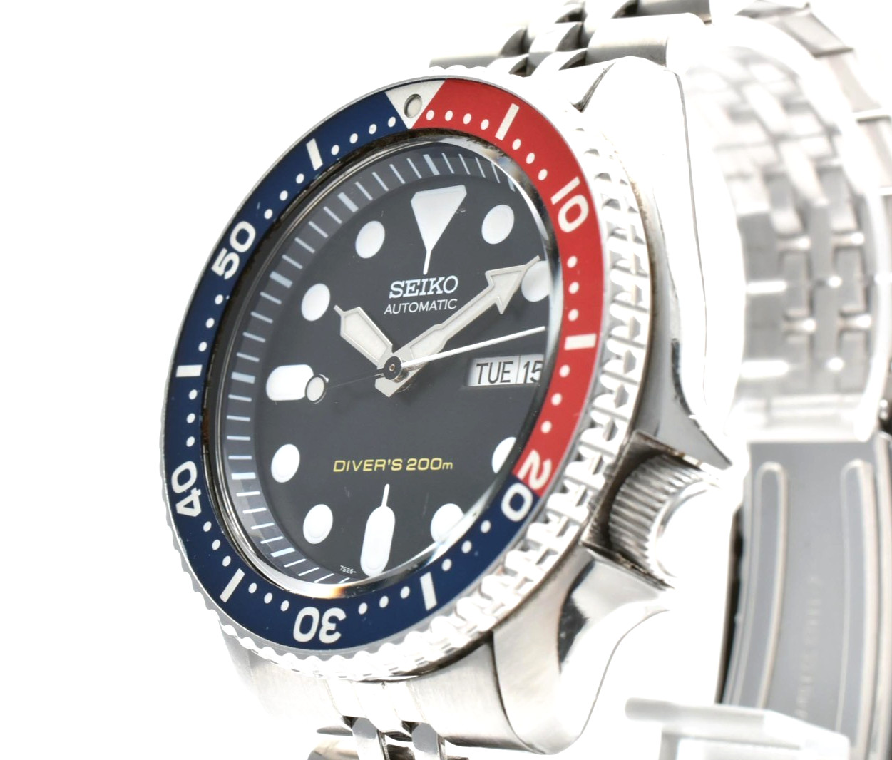 SEIKO SKX009 7S26-0020 Automatic Mens Diver Watch Pepsi Day Date Steel Jubilee