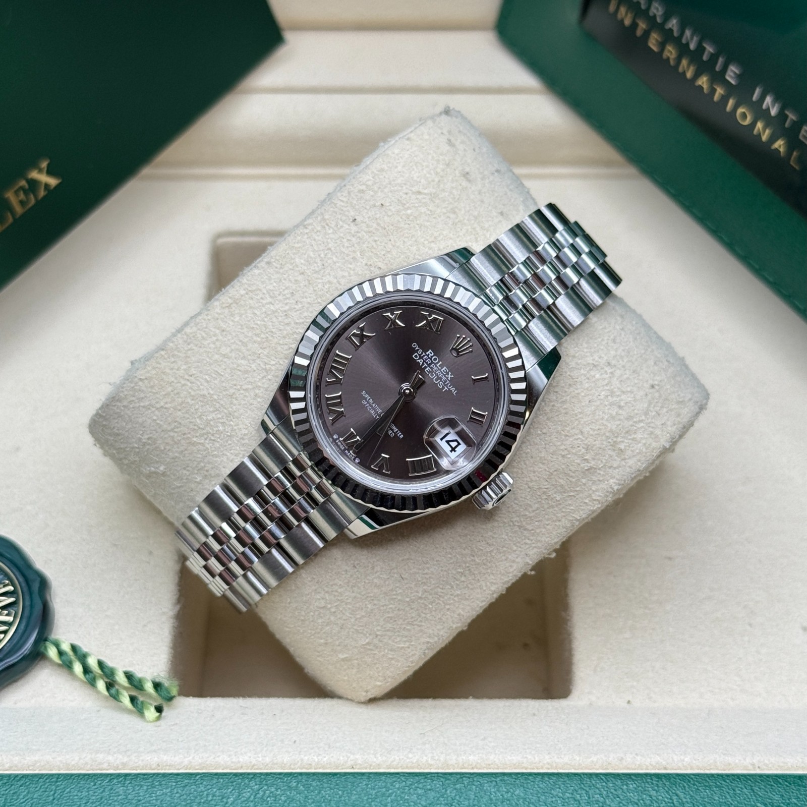 Rolex Lady-Datejust NEW 2025 Dark Gray Roman Dial Stainless Steel Fluted Jubilee