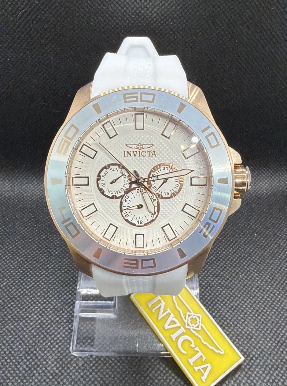 Invicta Pro Driver Mens watch 50mm White/Rose Gold. New!