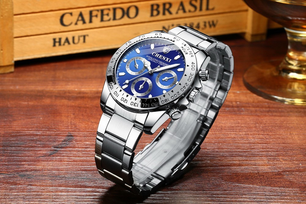 CHENXI Men’s Fake Decoration Dial Gold Steel Business Luminous Quartz Watch Gift