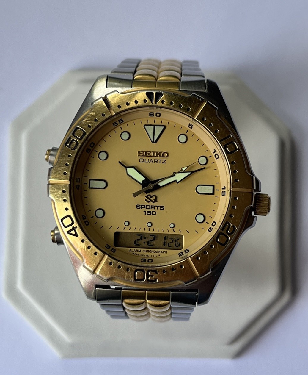 Seiko SQ Sports 150 H601-0010 “Arnie” Ana-Digi Diver. Two-tone Great Condition