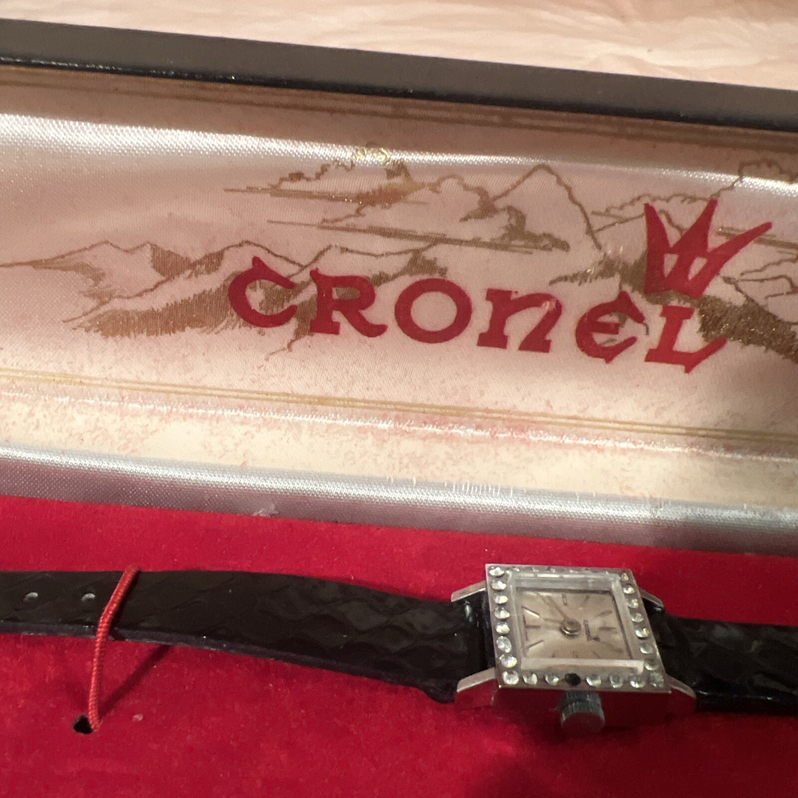 Vtg Cronel #978 Silver Tone Swiss Made Manual Wind Ladies Original Box WORKS