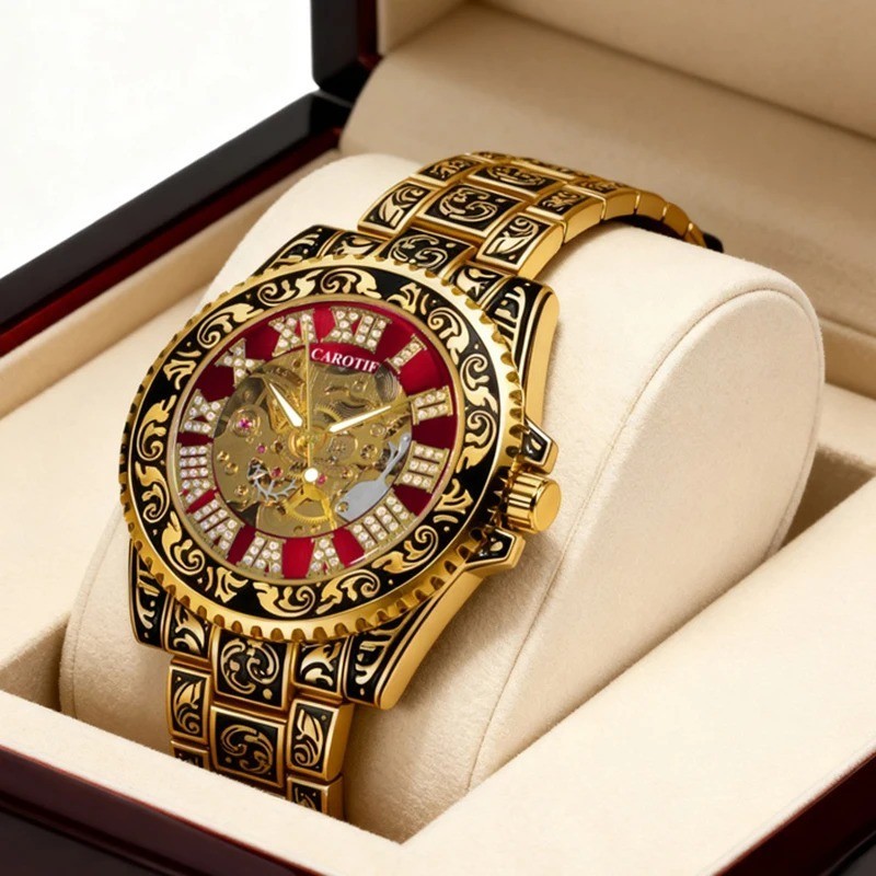 Vintage Luxury Automatic Men’s Engraved Watch