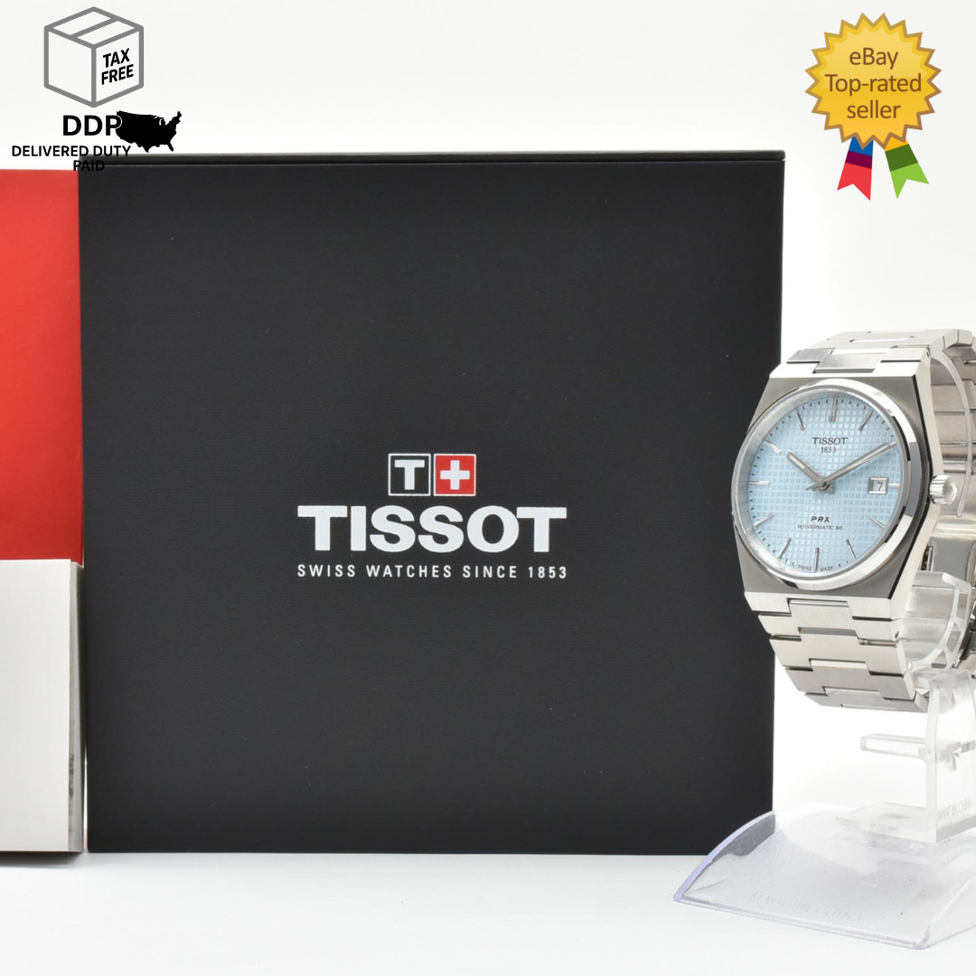 [ MINT w/Box ] TISSOT PRX T137407A Ice Blue Dial Silver Men’s 38mm Crystal Watch
