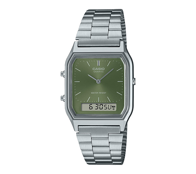 Casio Collection AQ-230A-3A Unisex Watch NEW Silver Stainless Steel Band