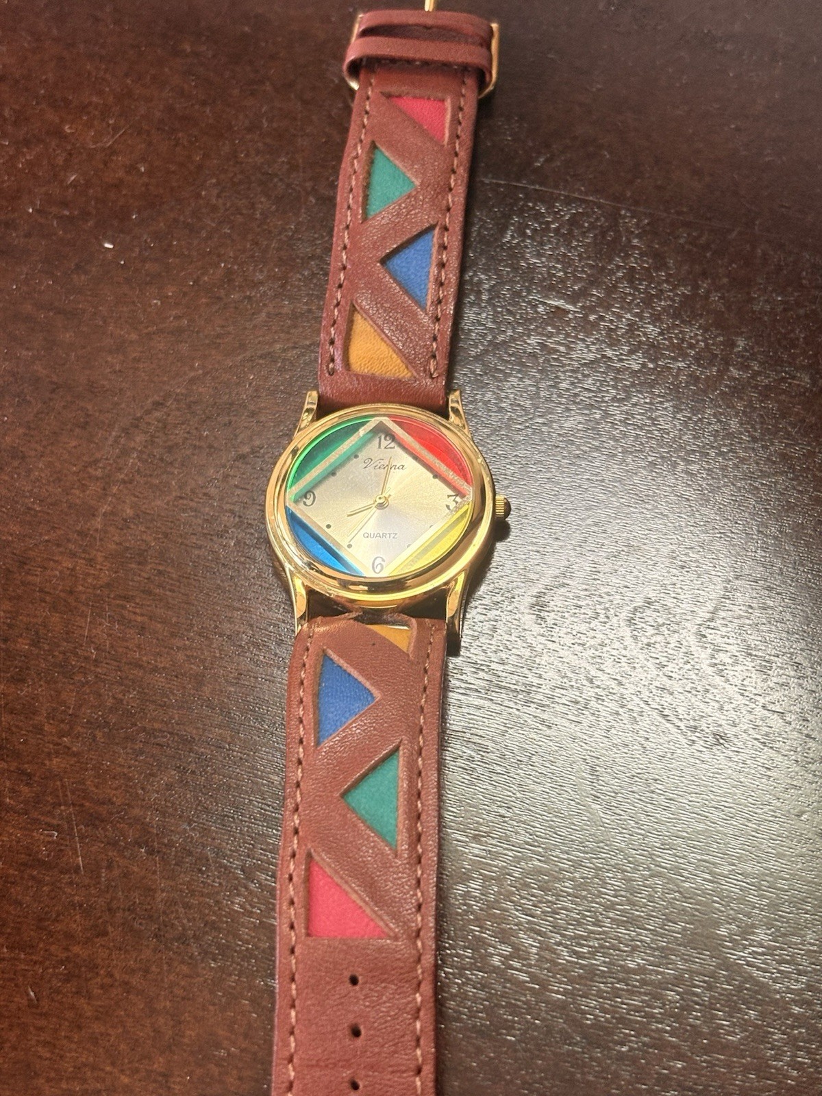 Vintage Watch 80s Vienna Color Block Triangles watch Wristwatch Jewelry Ladies