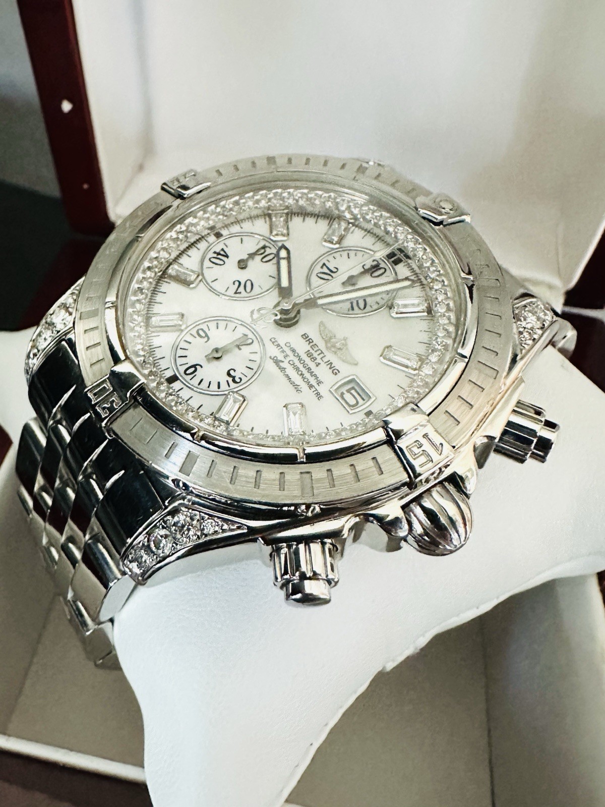 Men’s Breitling Chronomat Evolution 44mm Diamond Chrono Watch Ref A13356