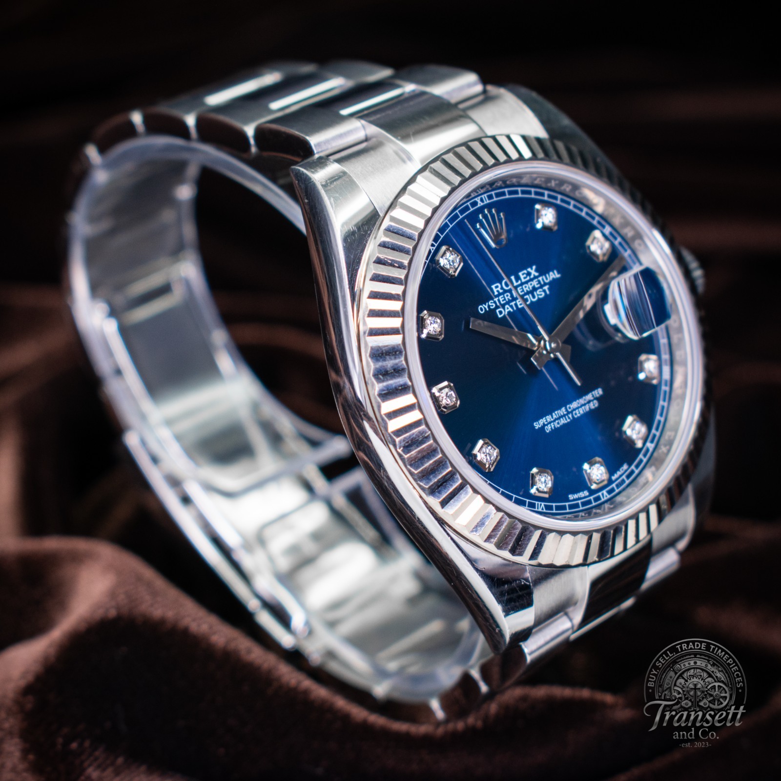 Rolex Datejust 126334 Silver Oyster Bracelet Blue Diamond Dial – COMPLETE SET