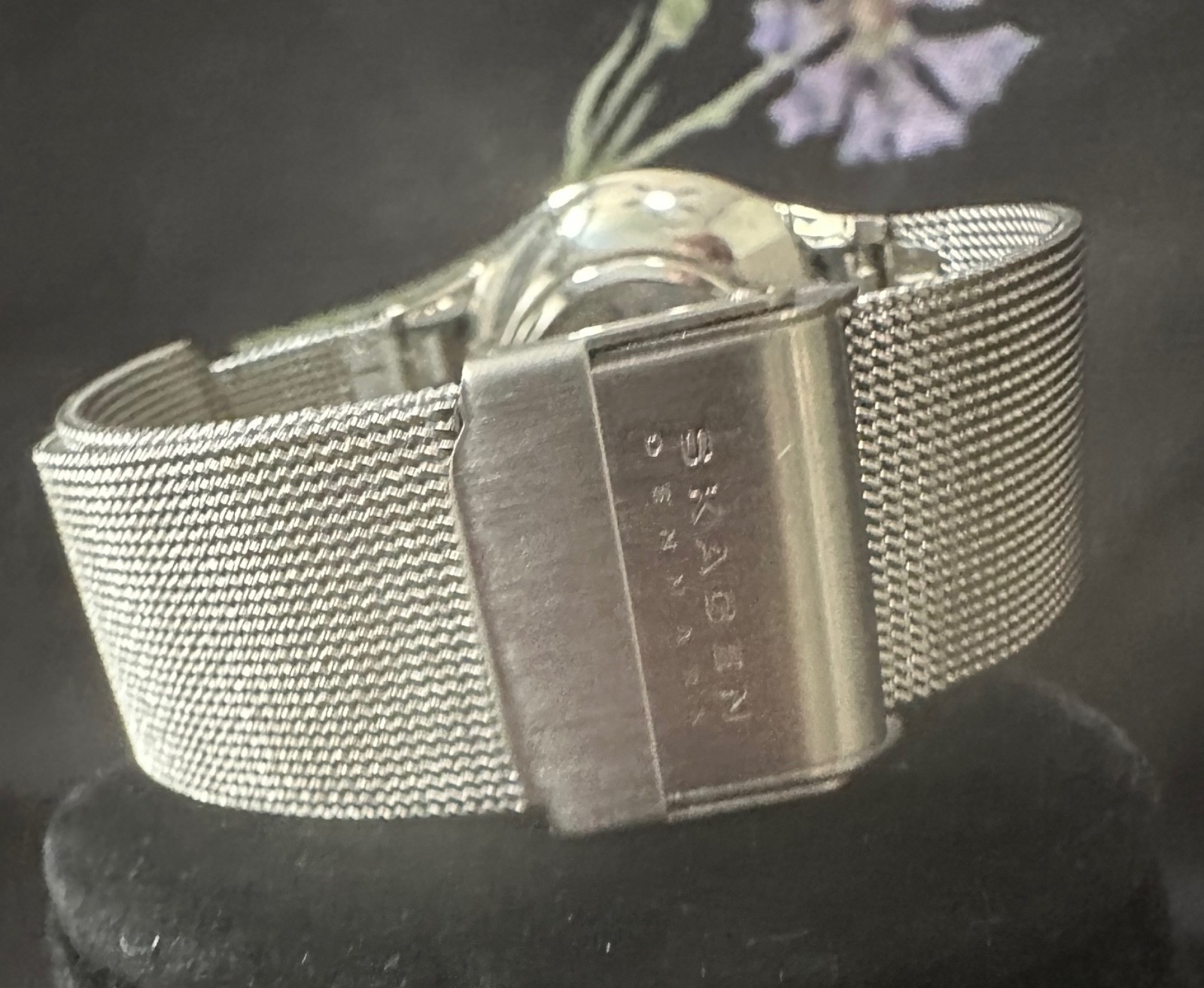 SKAGEN Stainless WATCH w/BLACK Face DATE Second Hand QUARTZ Movement