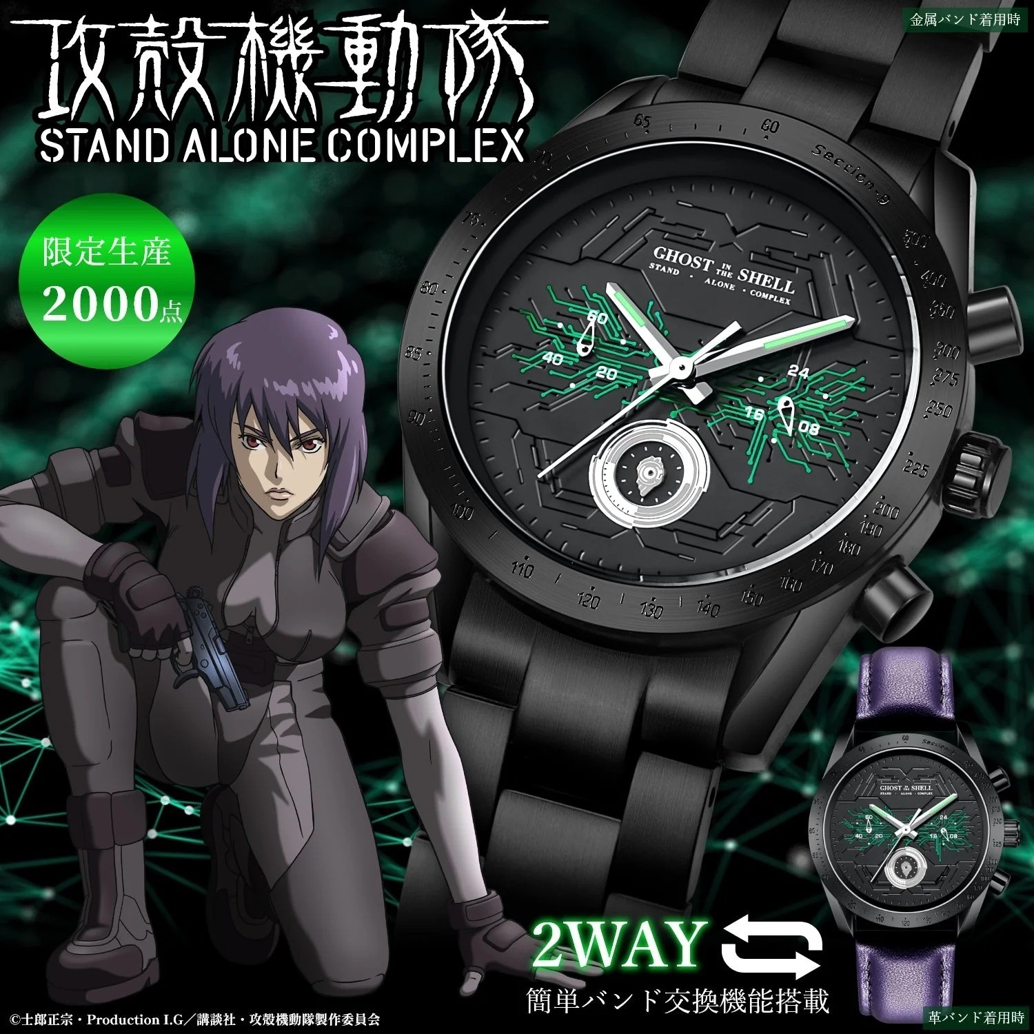 Ghost in the Shell S.A.C. 2way Wristwatch Motoko Kusanagi Model Chronograph LTD