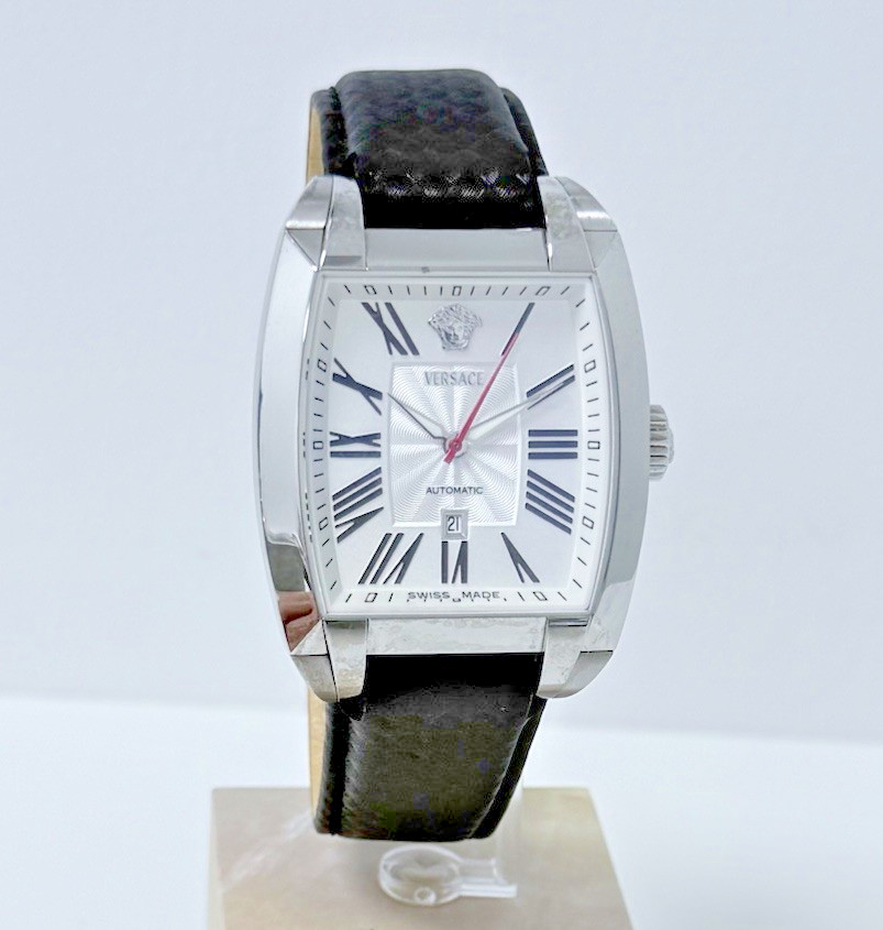 NEW Versace Medusa Automatic Steel White Dial Leather Strap Watch WLA99