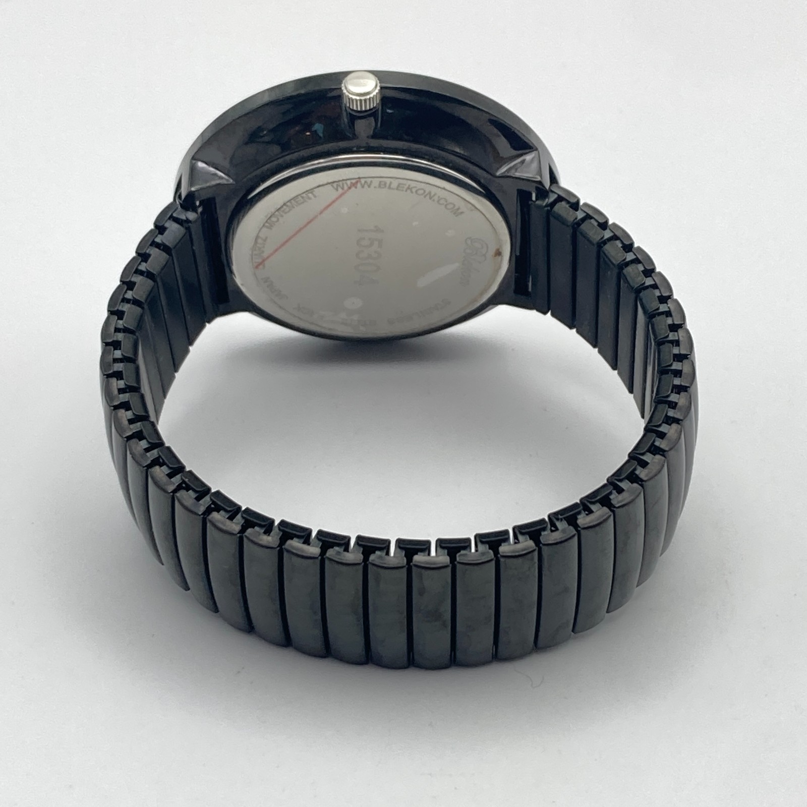 Blekon Women’s Easy Reader Watch 44mm Black Stretch Band Retro New Battery 6.5″
