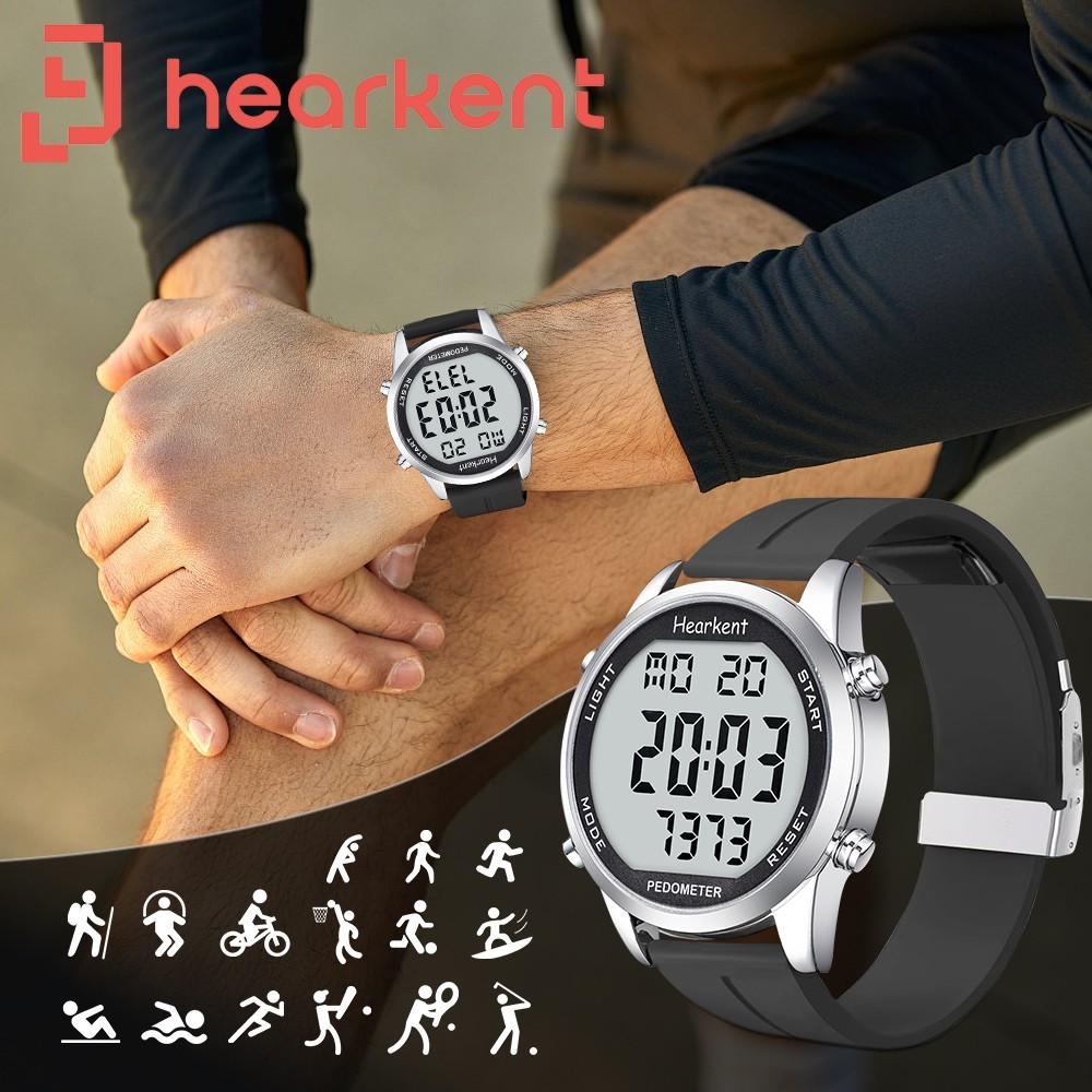 HEARKENT Men’s Fitness Tracking Sports Watch 3M Pedometer Step Calories Counter