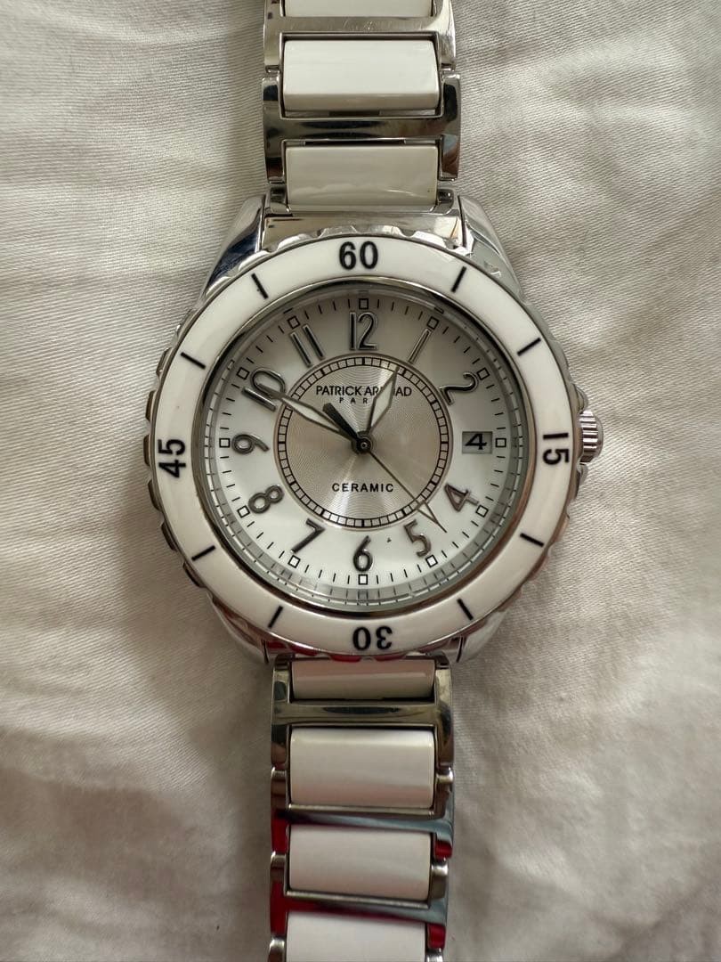 PATRICK ARNUAD White Ceramic Quartz Watch NEAR MINT Japan