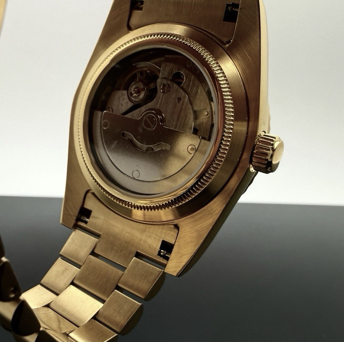 Custom 36mm Gold President Champagne Dial Style Mod Watch w/ NH36 Automatic