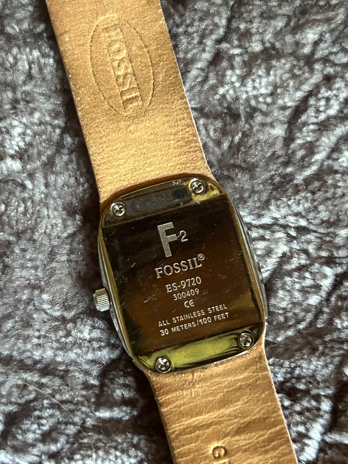 Women’s Fossil F2 Watch ES1185 -Silver Tone Case With Crystal Accent Bezel BU