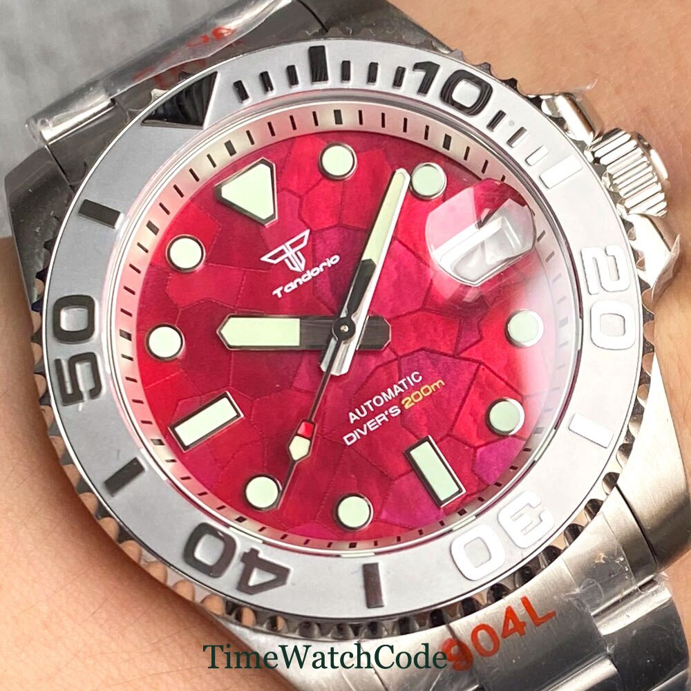 Tandorio 20ATM Diver Automatic Watch for Men 40mm Mother of Pearl Dial NH35 316L