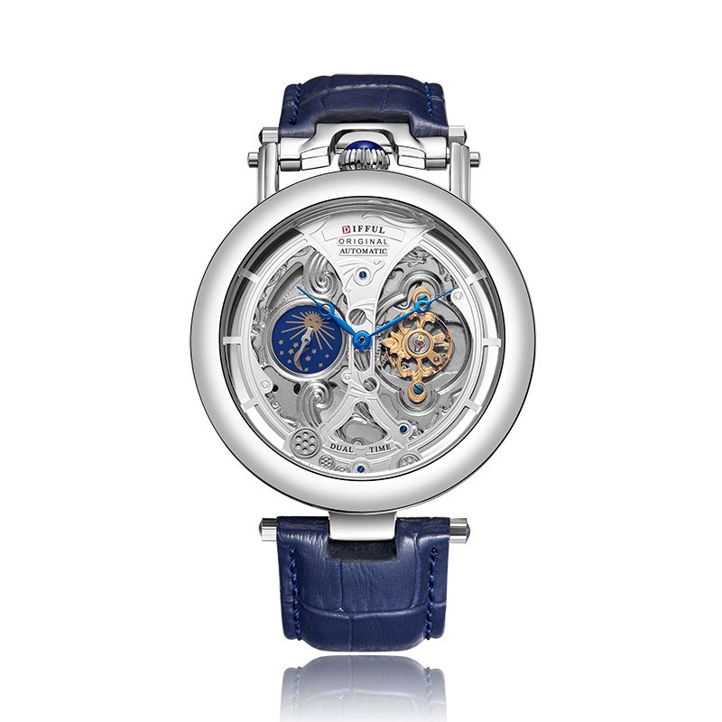 Luxury Big Skeleton Dial Tourbillon Hollowed Mechanical Men Wristwatch Watch