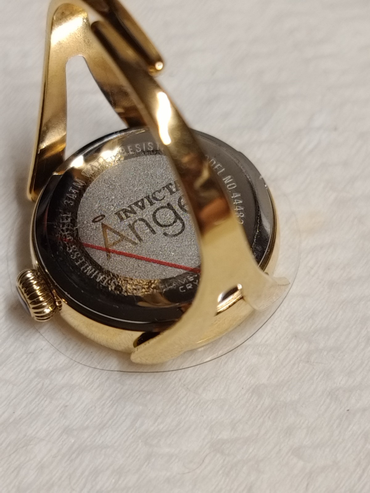 Invicta Mini Angel Lumalink Quartz Crystal Black Dial Ladies Ring Watch 44482
