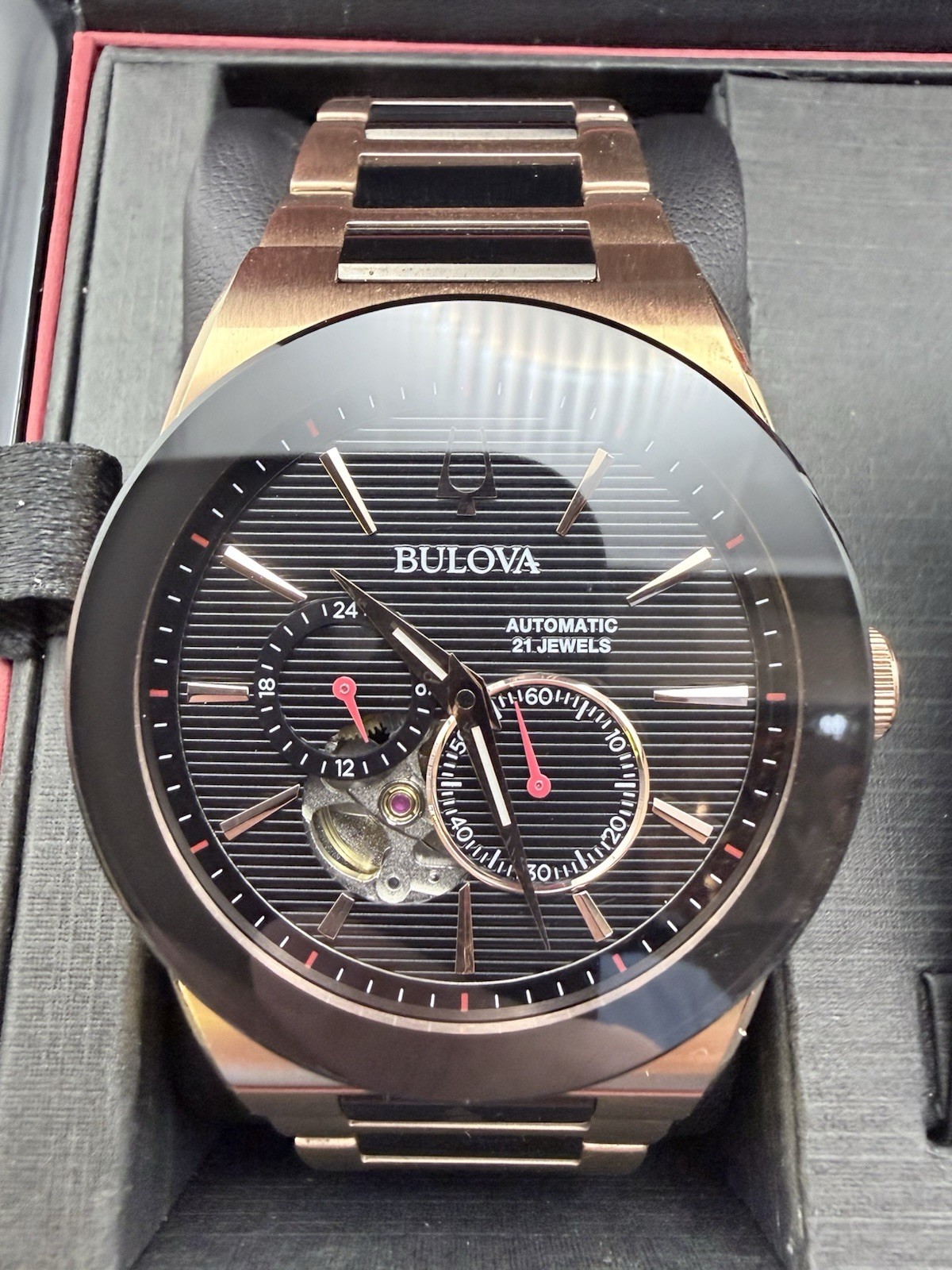 Bulova Men’s Millennia Automatic(Latin Grammy)Silver Rose Gold Watch 41MM 98A236