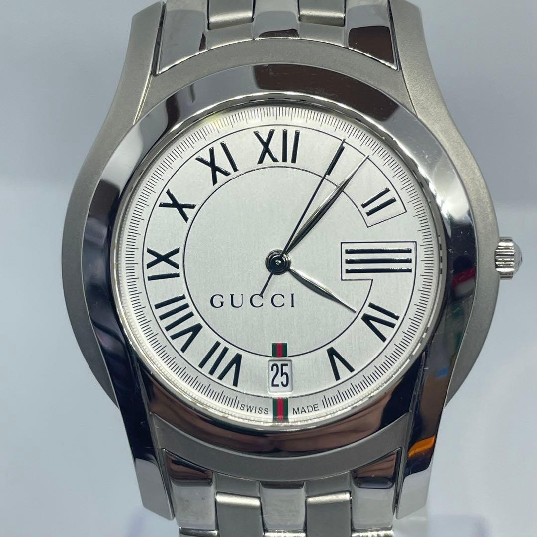 Gucci 5500M Sherry Line Silver Stainless Steel Watch with Date Used