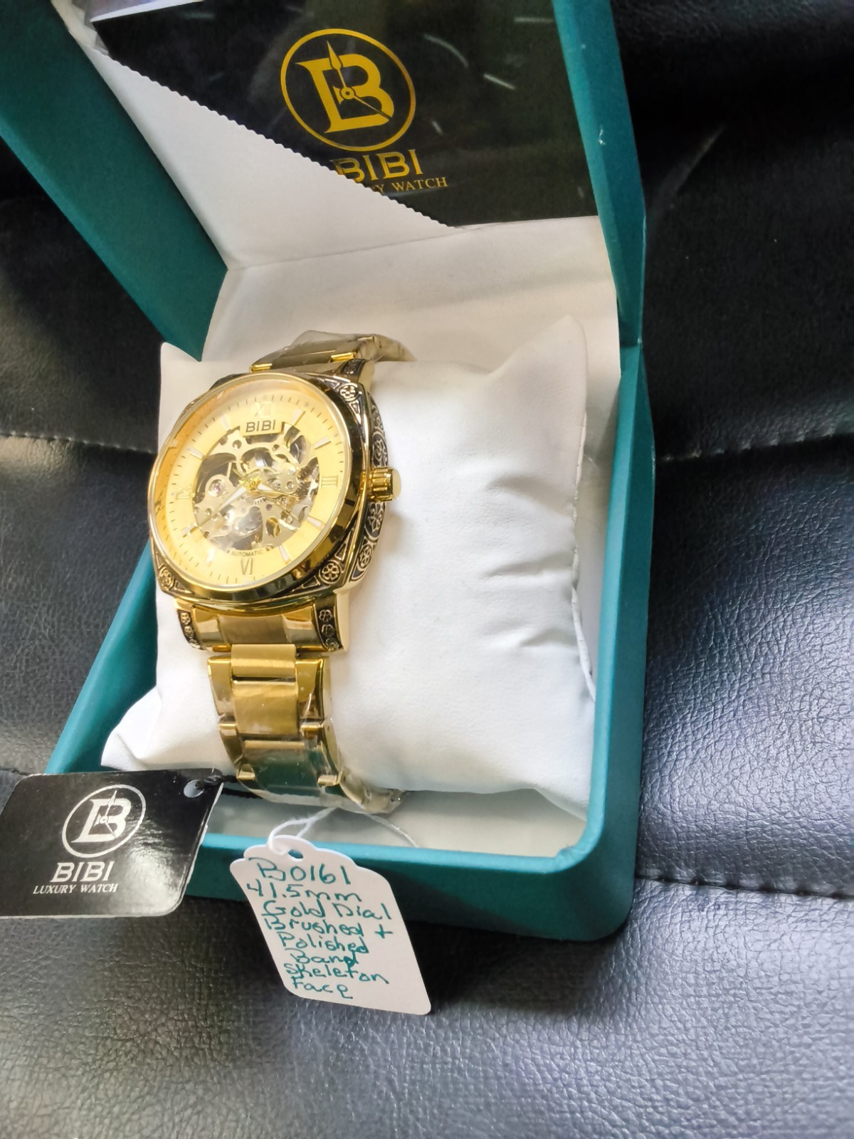 BIBI Automatic Skeleton Men’s Gold Tone Watch 41.5mm Exhibition Back New…