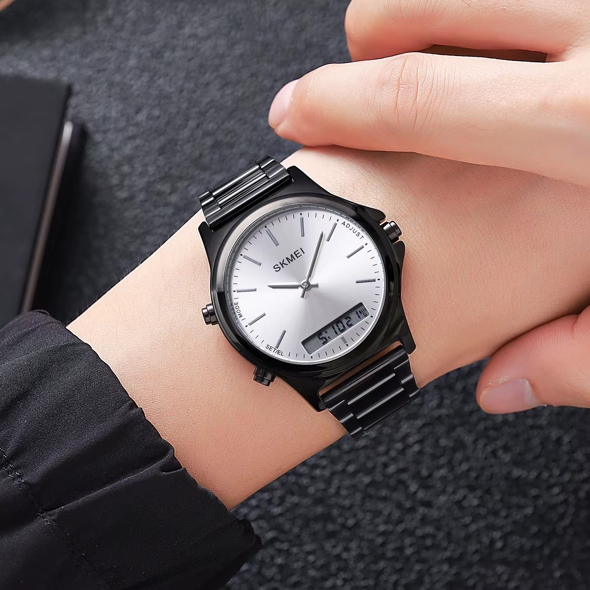 Full Steel 3 Time Back Light Display Digital Chrono Sport Watches Mens Waterproo