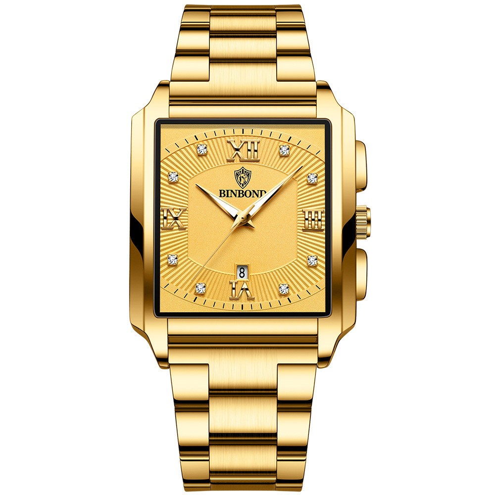 BINBOND Men’s Quartz Watch Stainless Steel Waterproof Luminous Business
