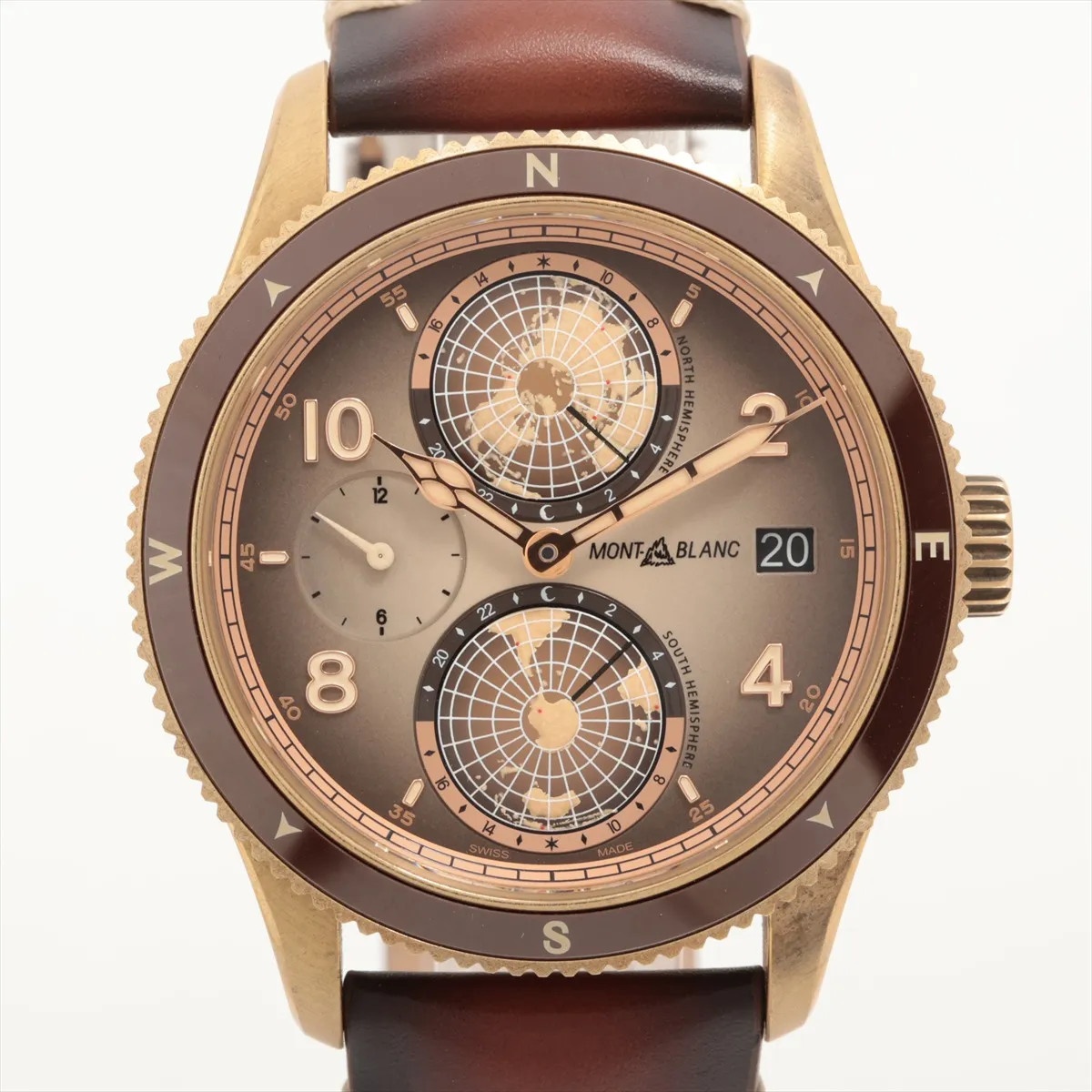Montblanc 1858 geosphere Limited Edition 7459 Bronze SS & Leather AT Beige dial