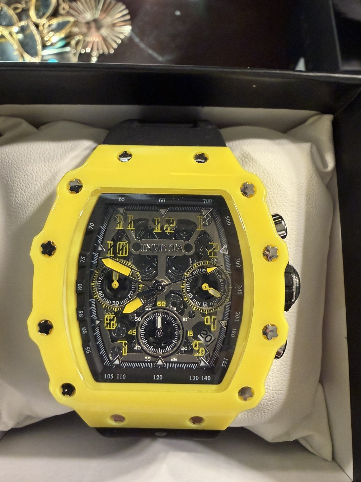 Invicta Racing Special Edition Mens Watch 40mm Skeleton Black & Yellow 69776