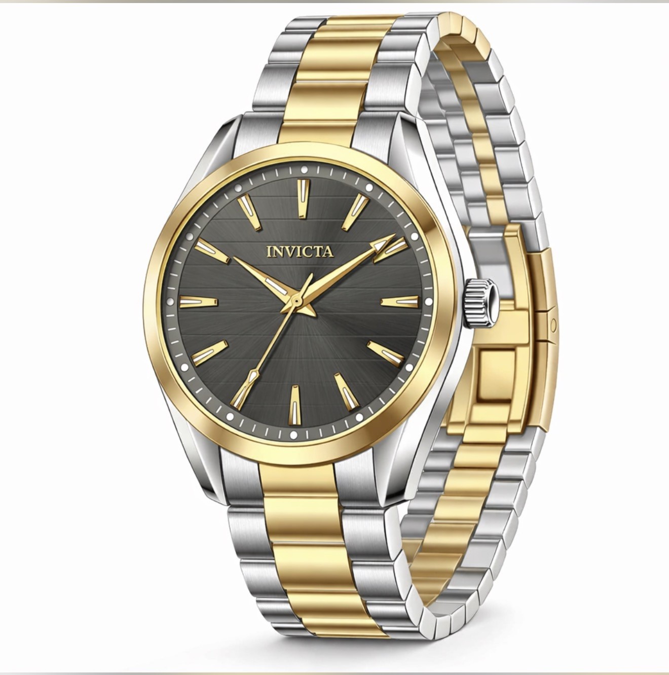 Invicta Men’s Watch Celestial Quartz Charcoal Dial Two Tone Steel Bracelet 69195