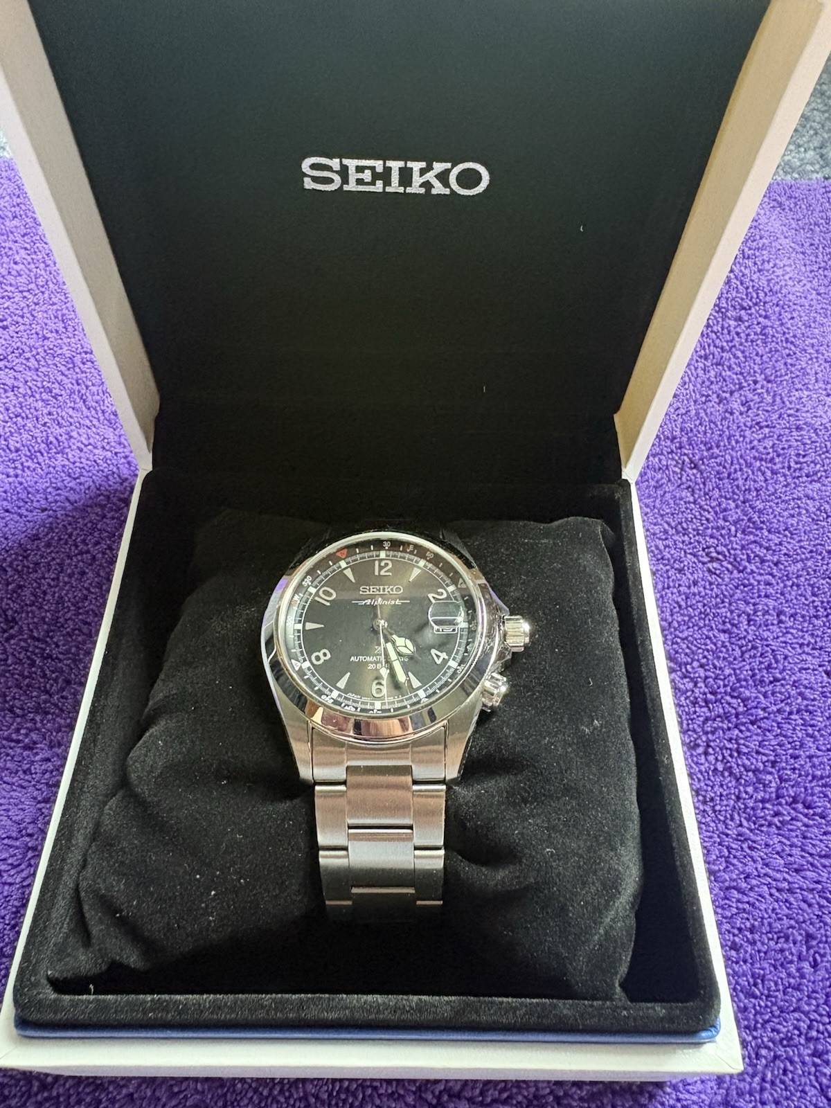 Seiko Prospex Alpinist Mechanical 39.5mm Black Dial Watch SPB505