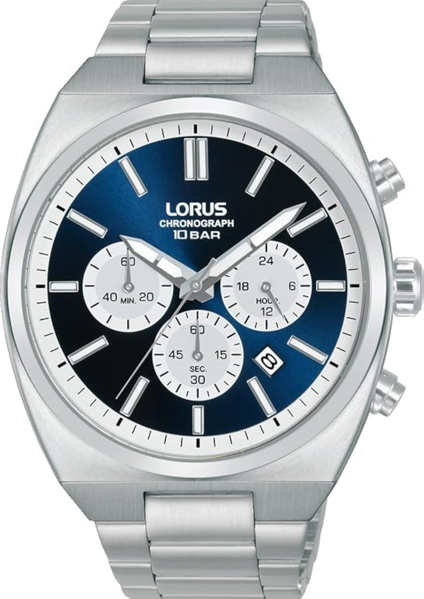 Lorus Men’s Chronograph Watch Black Dial Silver Strap RT363KX9