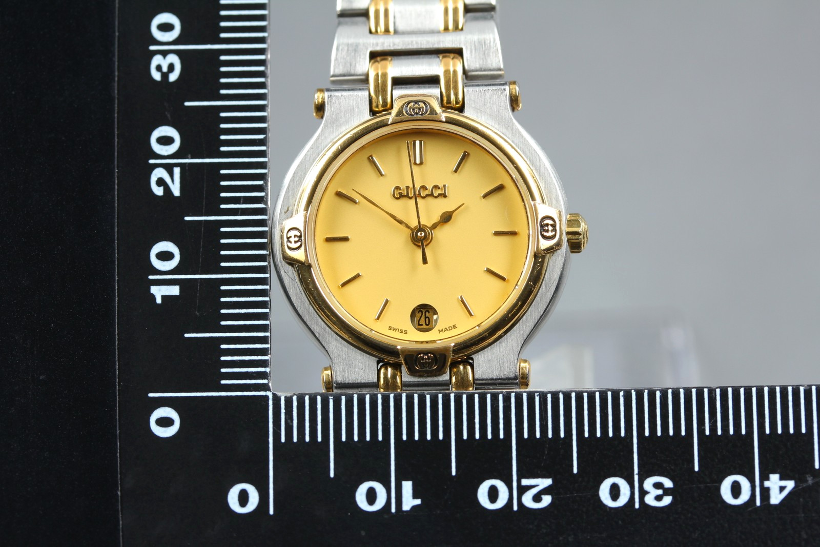 [N MINT] Vintage Gucci 9000L 25mm Gold Dial Date Quartz Women’s Watch From JAPAN