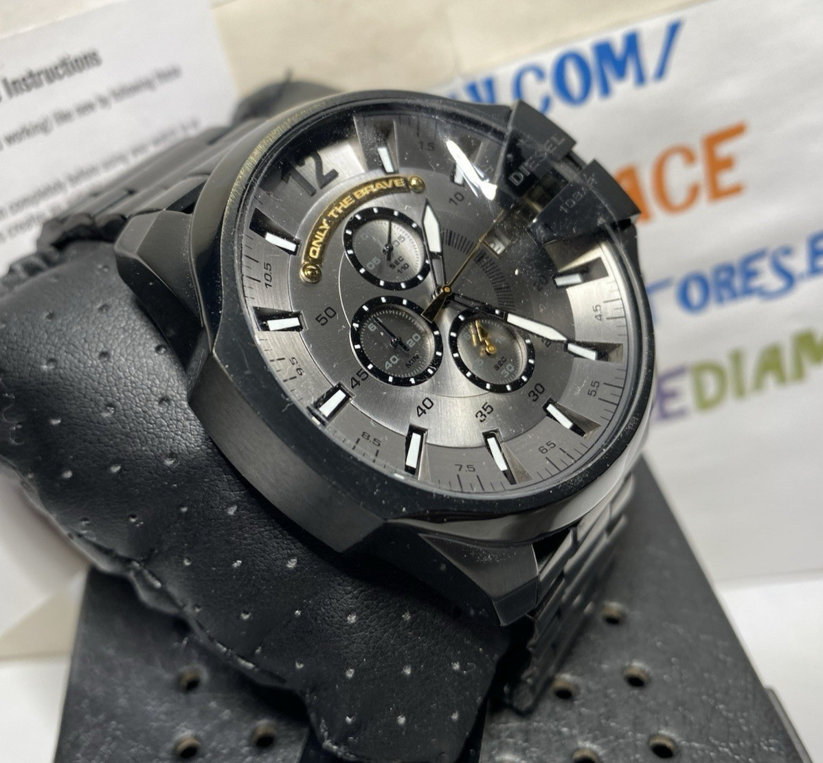Diesel Men’s 51mm Mega Chief Chronograph Black Steel Watch DZ4479 BRAND NEW!