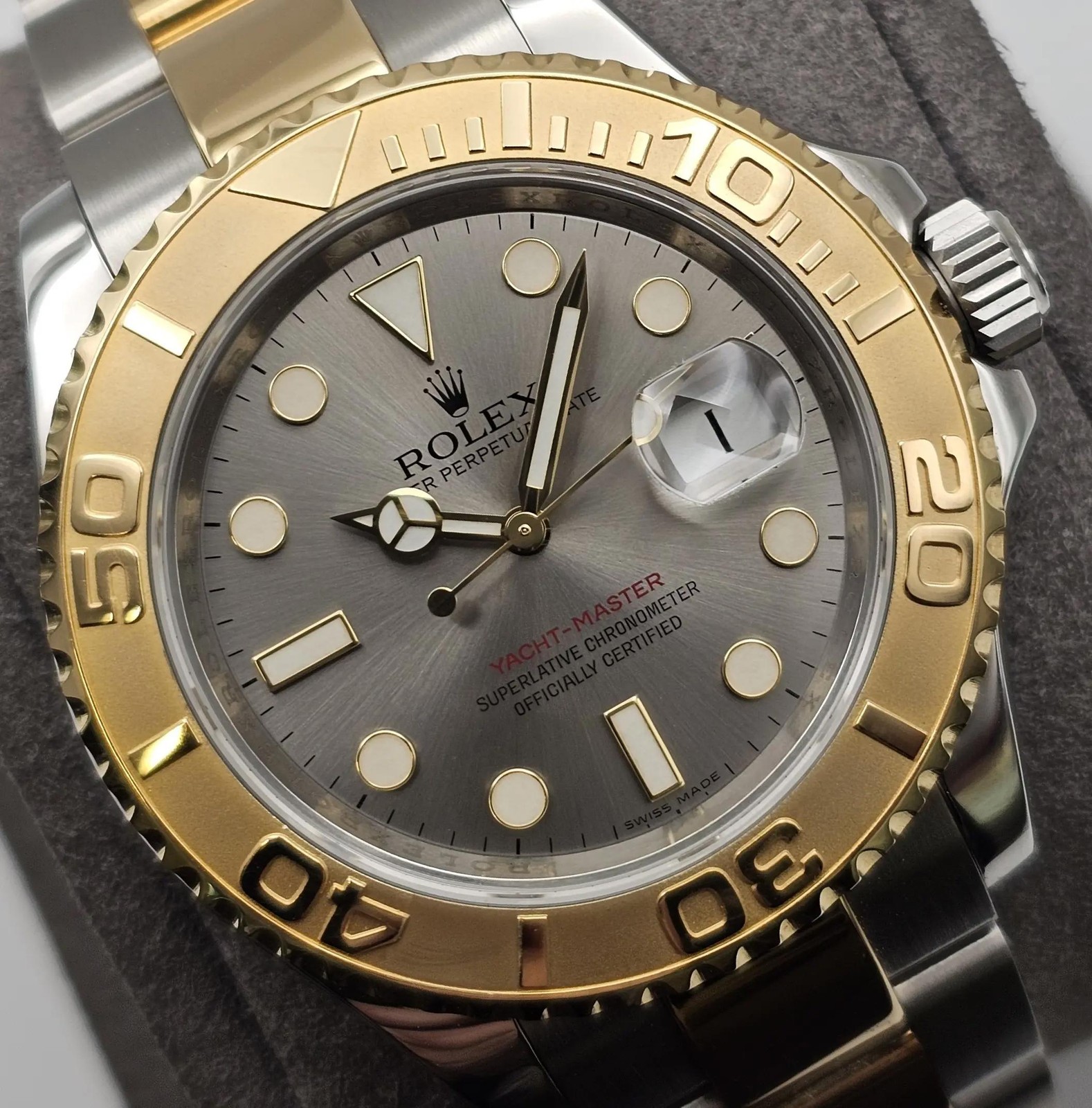Rolex 16623 Yacht-Master 40mm Slate Dial Steel 18K Yellow Gold Automatic Watch