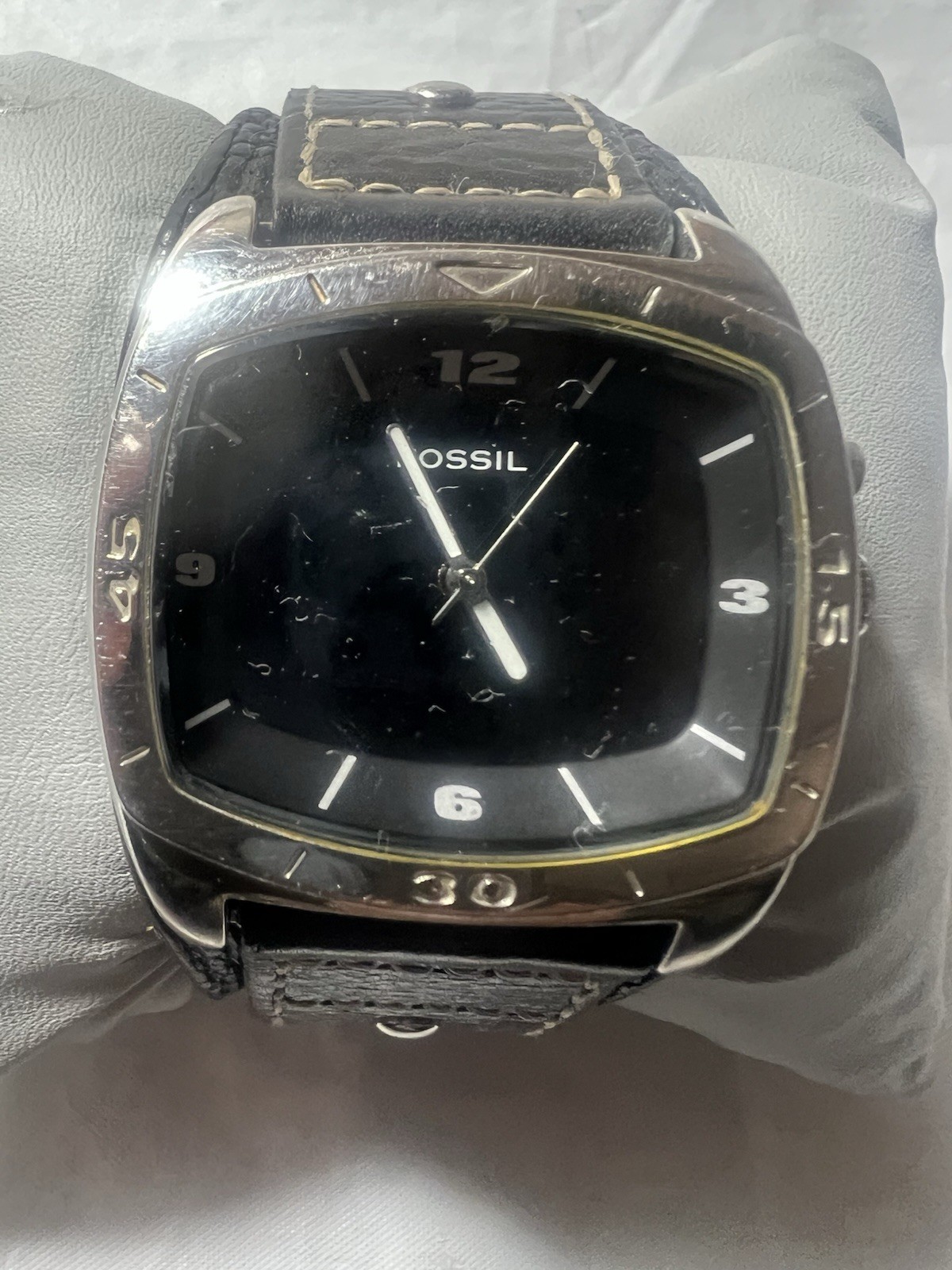 fossil big tic Kaleido,AM3696,Black Color Face,Cuff Strap, men’s Watch.