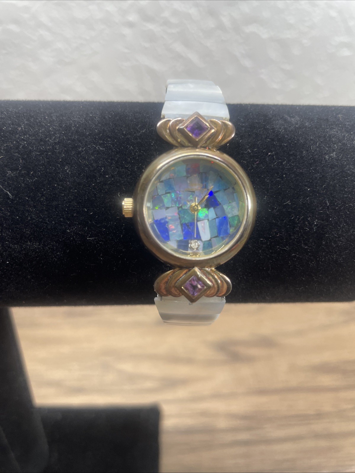 Lucoral Women’s Vintage Diamond Mosaic Quartz Watch Estate Jewelry Find KG JD