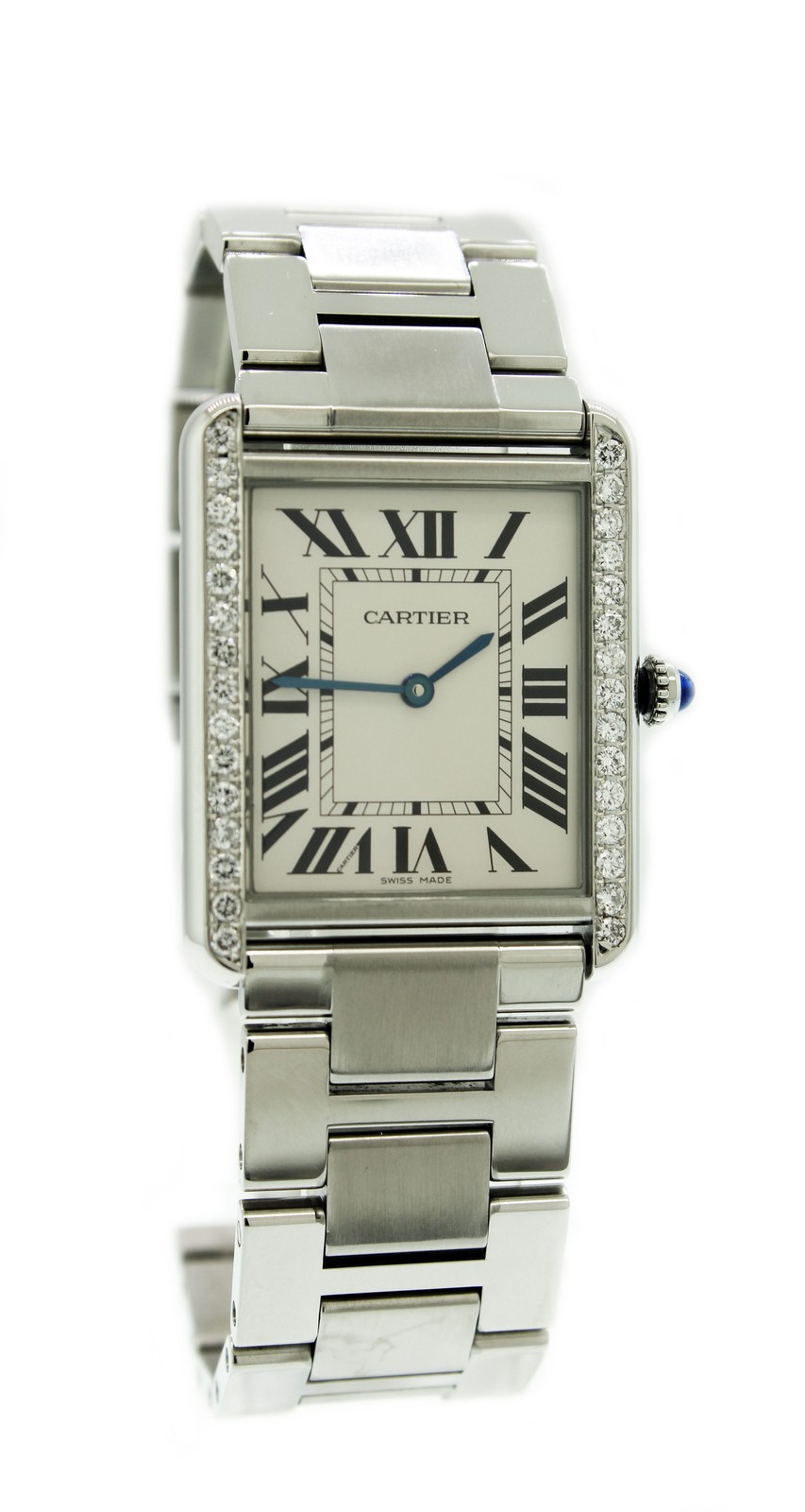 Cartier Tank Solo 3169 27mm Stainless Steel Diamond Quartz Watch