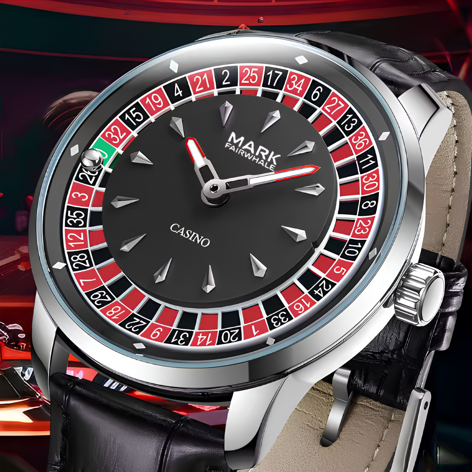 Casino Roulette Watch Mens Quartz Rotating Dial Luxury Sport Wristwatch Cool Gif