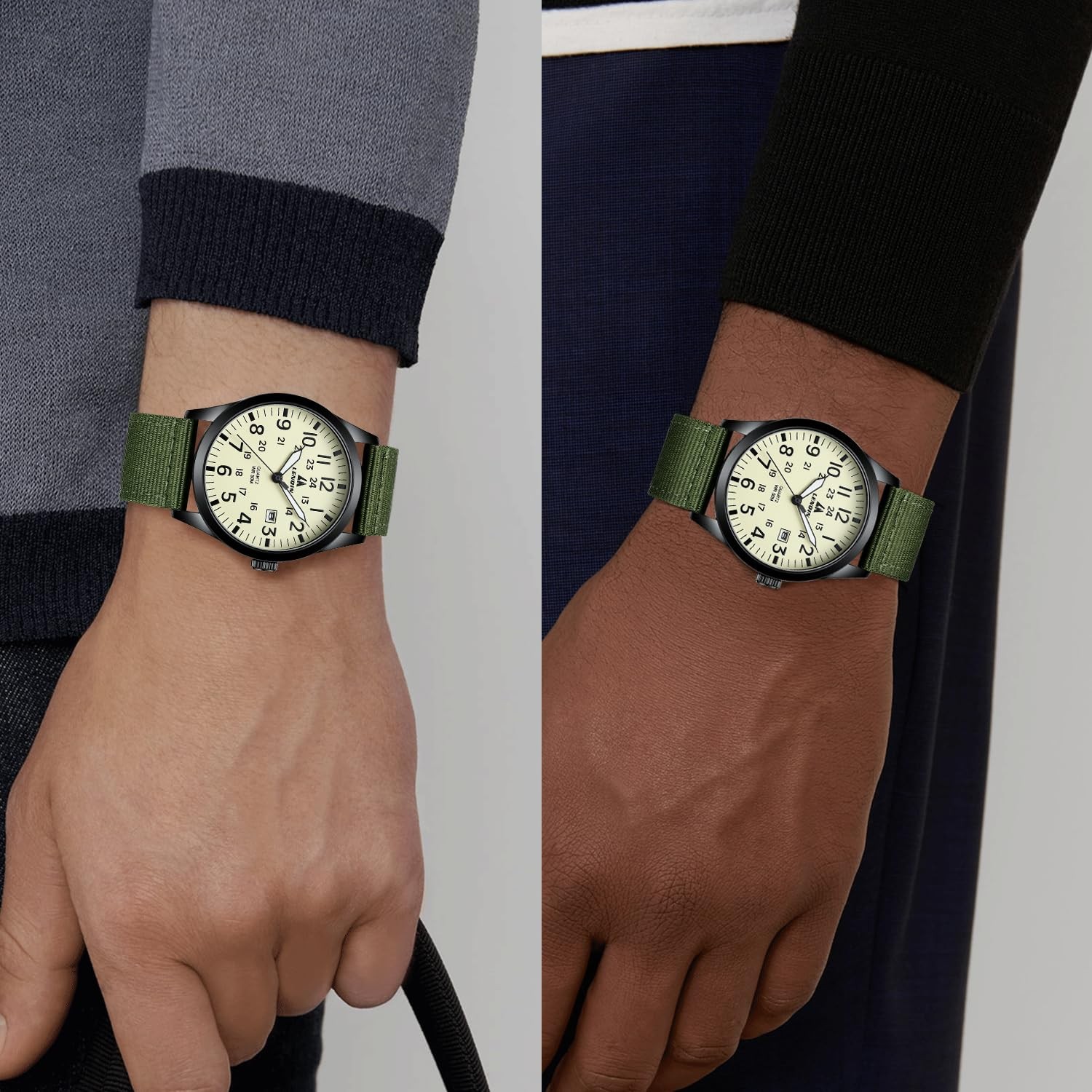 Mens Unisex Military Sport Watch Nylon Strap Luminous Analog Quartz Waterproof