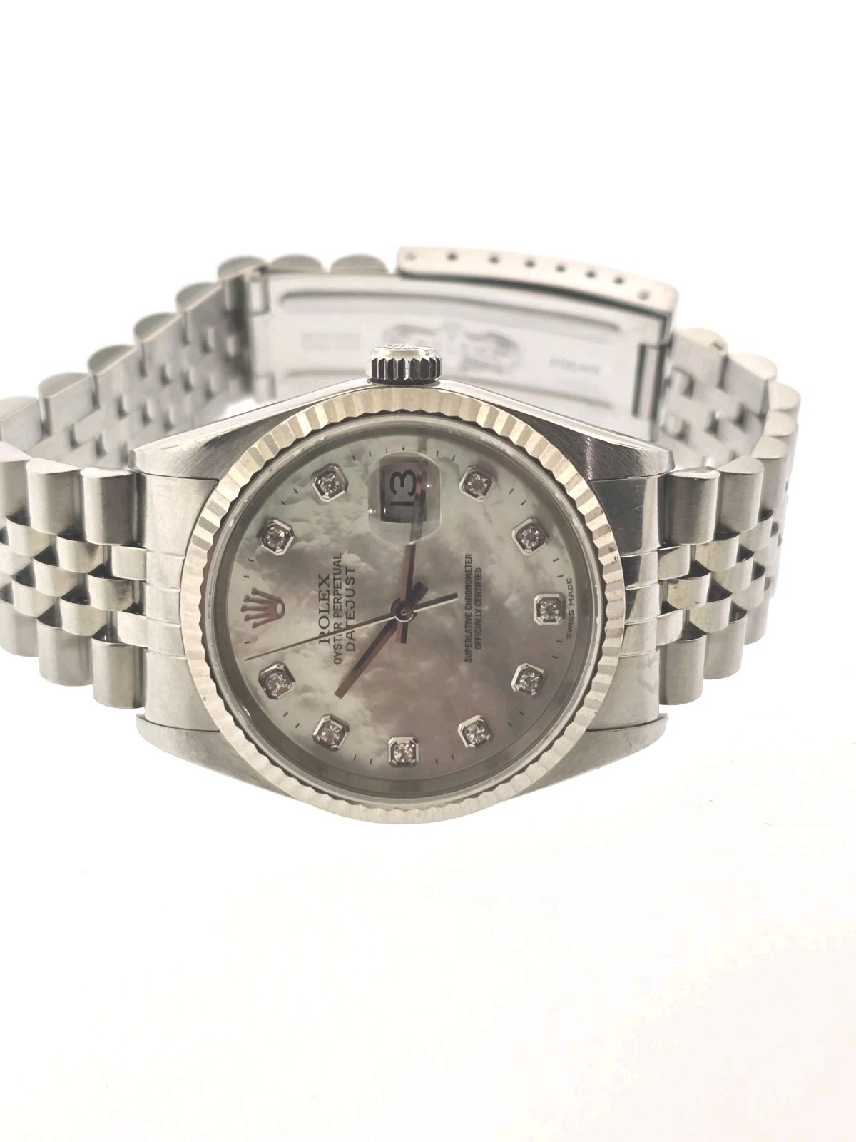 Rolex Datejust 16234 “Y” Serial 2002 36MM Factory MOP Diamond Dial Jubilee.Boxes