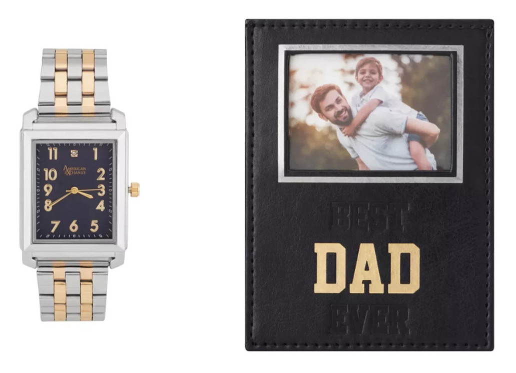 American Exchange Men’s Two-Tone Metal Alloy Analog Watch & Frame 42mm Gift Set